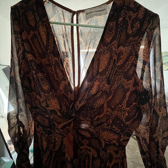 Finders Keepers Sheer Snake Skin LS Midi Dress - Picture 8 of 9